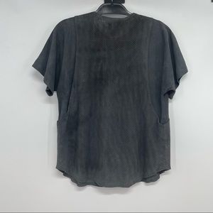 Vintage  BALDANZA 100% Leather Top Short Sleeve Size 10 Gray